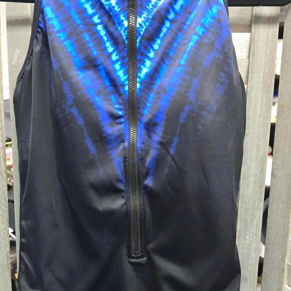 High Neck Zip-Front One Piece Swimsuit | Aqua Green | Large - Picture 3 of 9